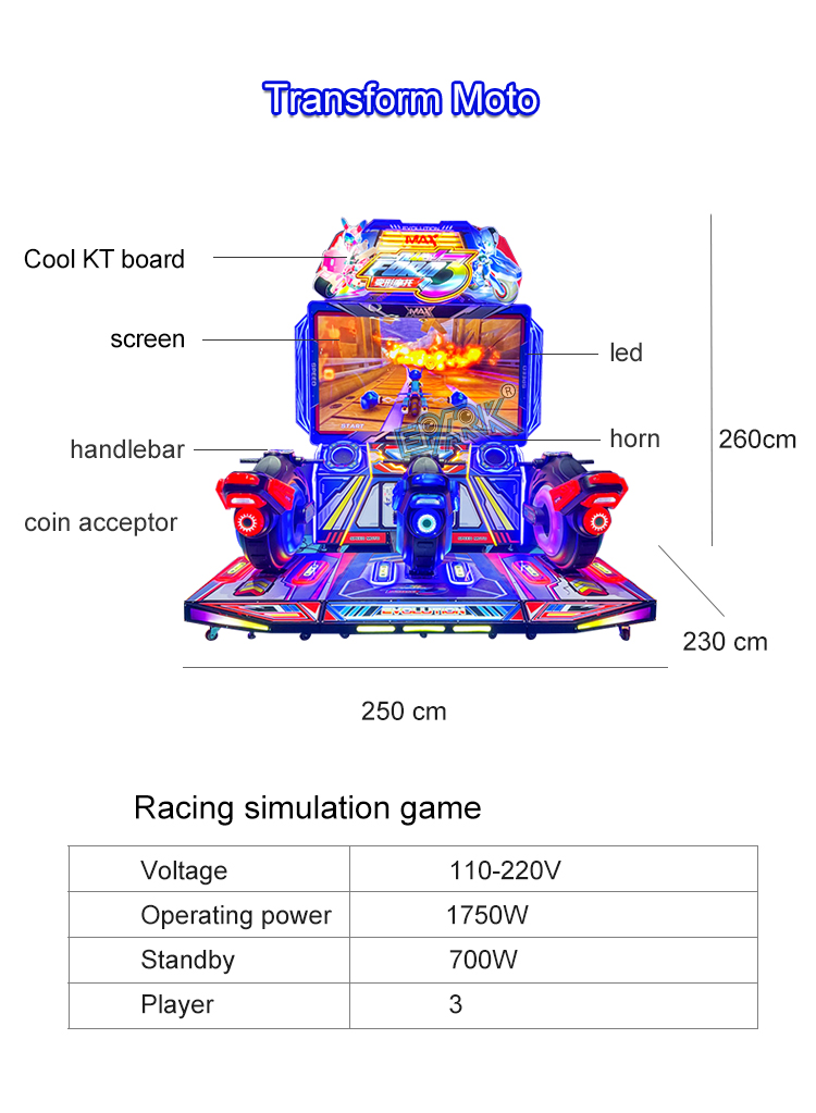 3 Players Motorcycle Racing Simulator Arcade Machine Coin Operated Kids Video Game Machine Car Driving Simulator manufacture