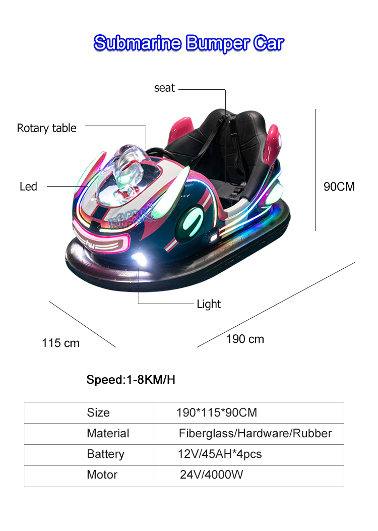 Double Players Submarine Bumper Car For Sale details