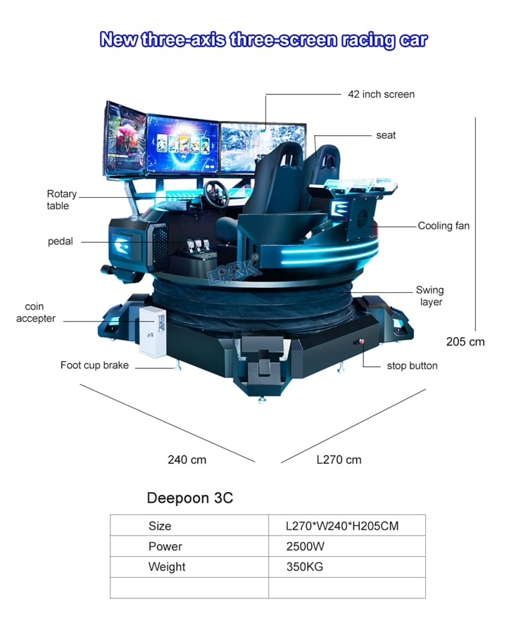 2 Players Amusement Products Game Machine 3 Screen 3 Dof Motion Chair Simulator VR Racing supplier