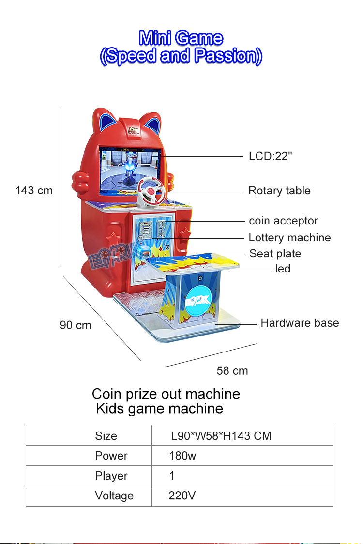 Coin Operated Racing Game Machine Kids Stand Driving Car Arcade Video Game Machine details