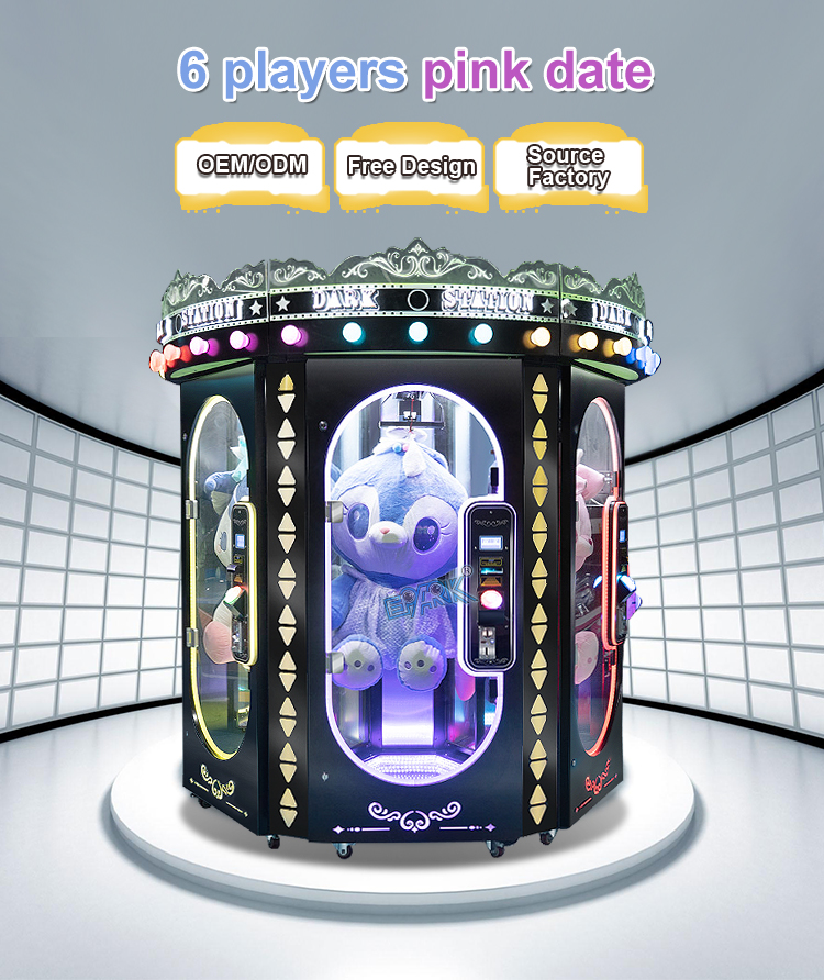 6 Players Threeplus Pink Date Arcade Claw Machine Prize Cutting Gift Game Machine details