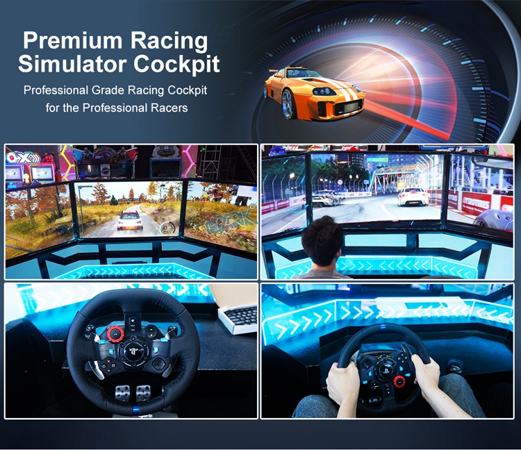 2 Players Amusement Products Game Machine 3 Screen 3 Dof Motion Chair Simulator VR Racing factory