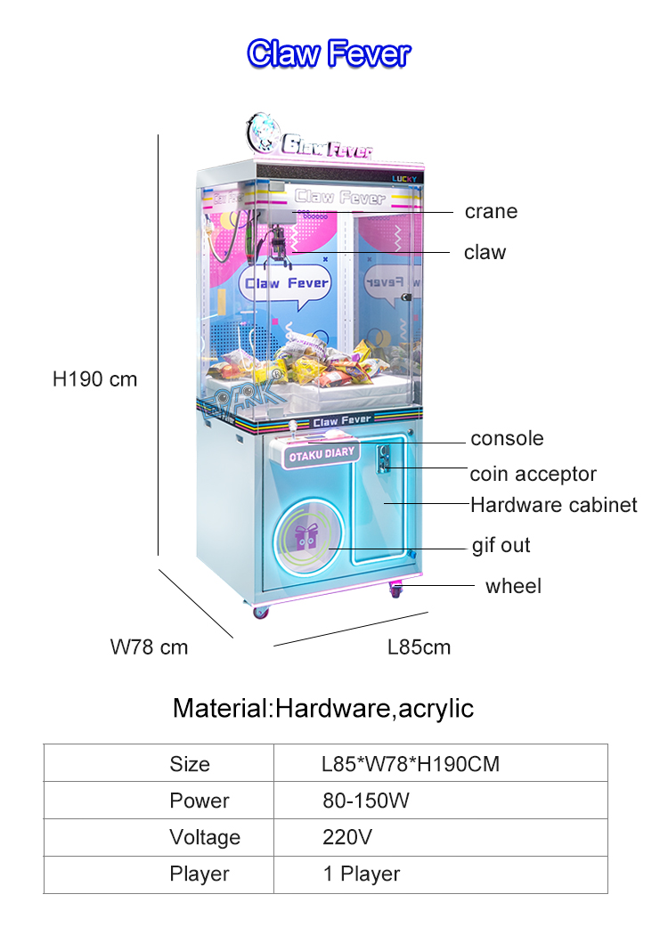 Coin Operated Claw Crane Machine New Snack Claw Crane Machine For Game Center factory