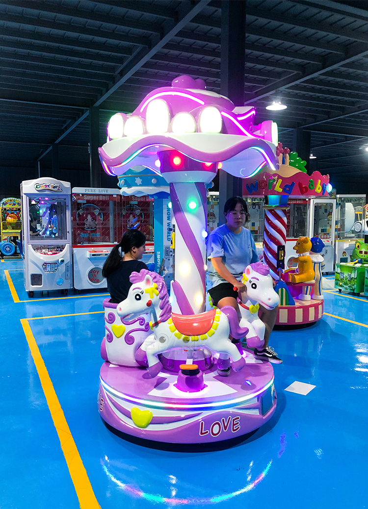 Best Quality Amusement Kids Rides Indoor Outdoor Playground Merry-go-round 3 People Small Carousel For Sale supplier
