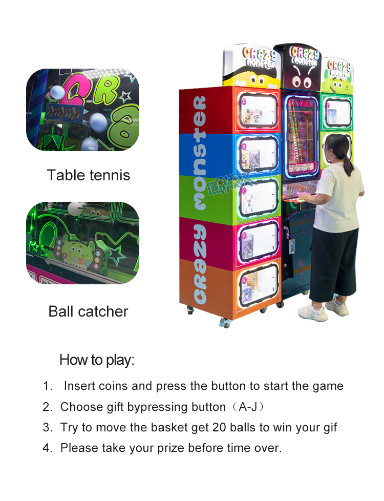 Coin Operated Arcade Toy Vending Colorful Prize Crane Doll Gifts Game Machine manufacture
