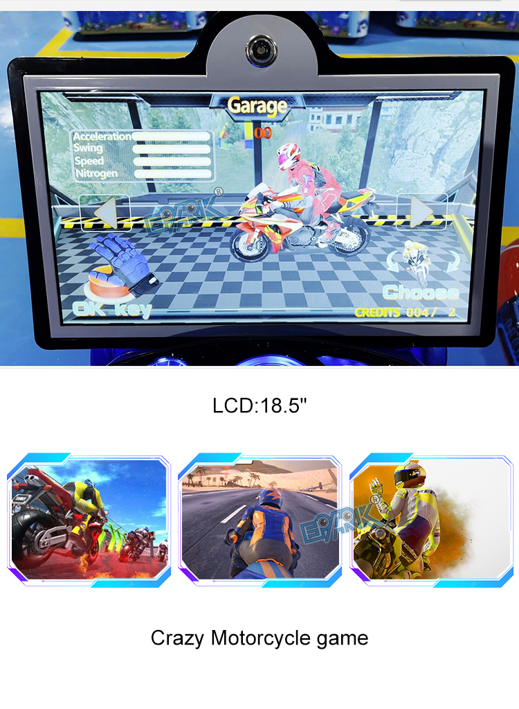 Amusement Park Arcade Game Machine Coin Operated Game Plastic Super Motorcycle Kiddie Ride details