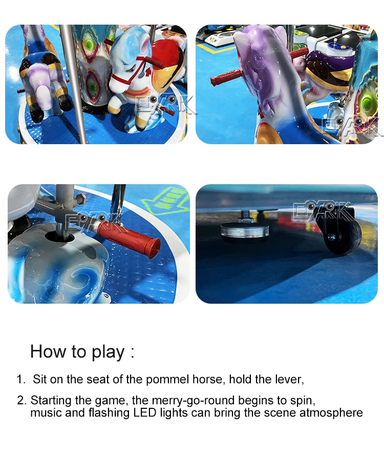 Coin Operated Carousel 3 People Horse Carousel Vintage Kiddie Ride Game Machine supplier