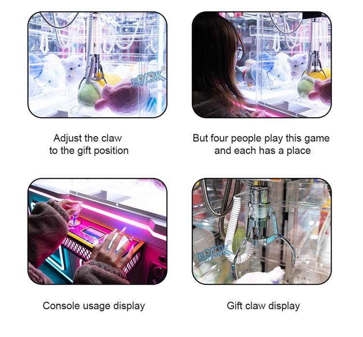 Factory Plush Doll Crane 4 Players Toy Machine Playground Game Center Coin Operated Arcade Crane Claw Machine For Sale details