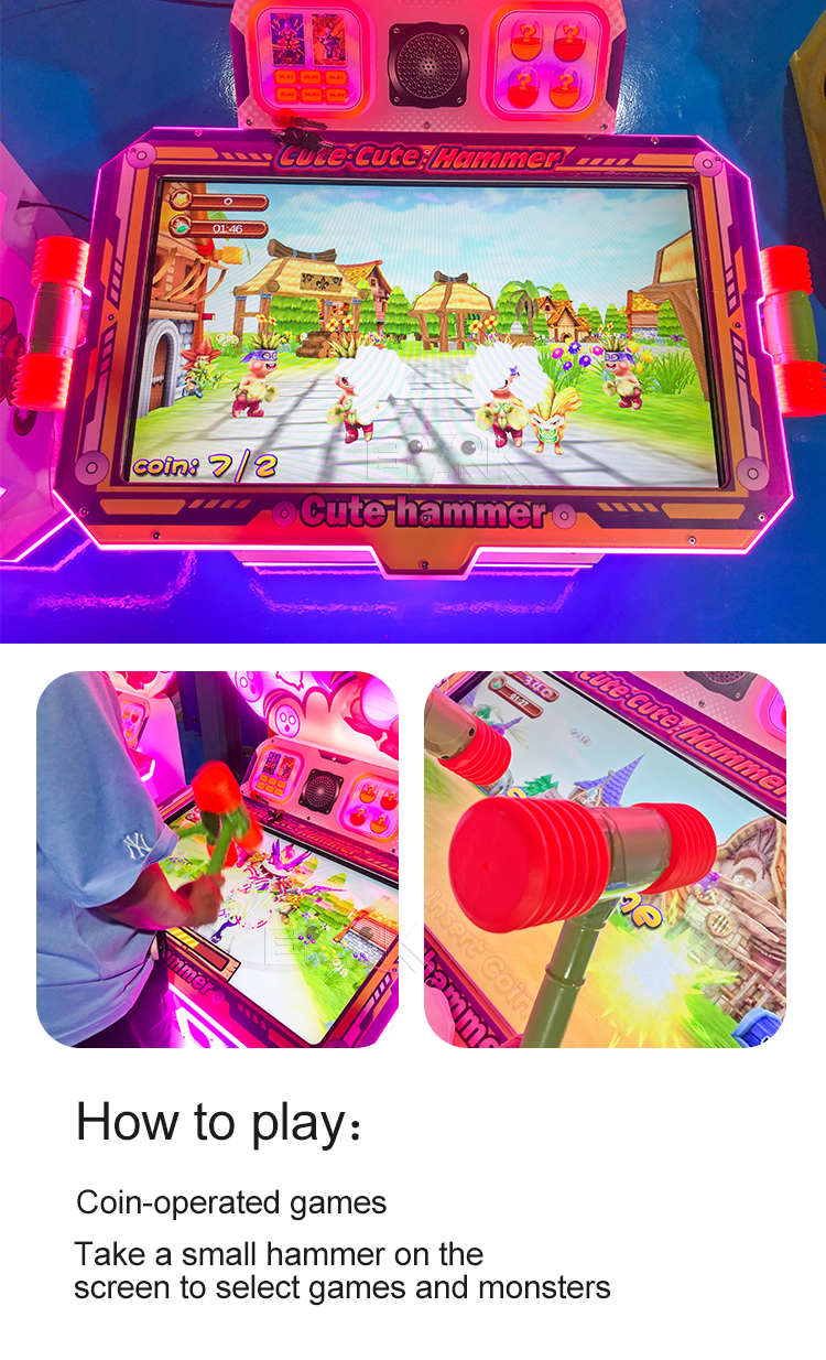Kids Coin Operated Arcade Games Hitting Hammer Children Punching Video Ticket Game Machines details