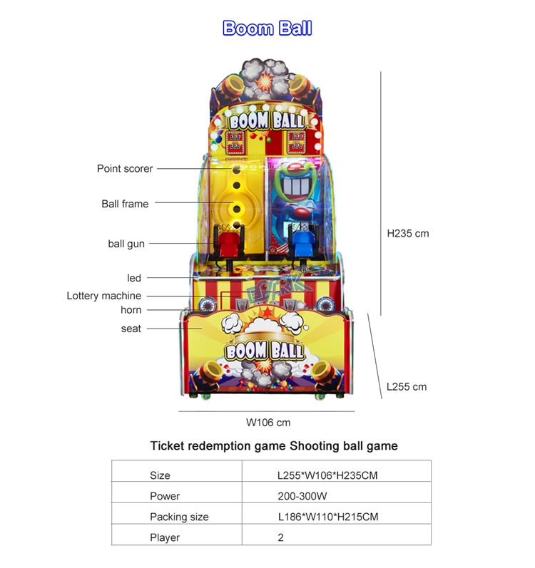 Arcade Game Machine Redemption Ticket Coin Operated Boom Ball Amusement Game Machine details