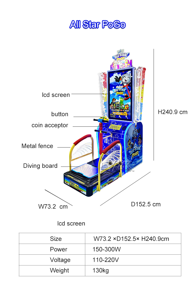 Indoor Sport Coin Operated Arcade Game Machine All Star Pogo Kids Jumping Game Machine supplier