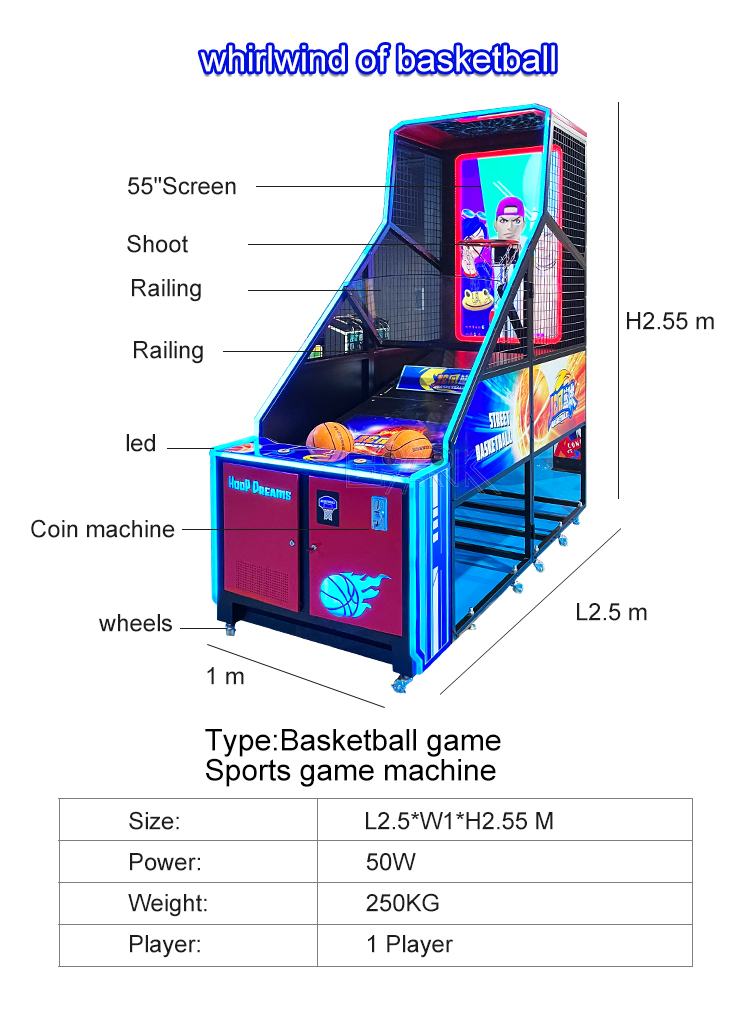 New Type Arcade Coin Operated Arcade LCD Basketball Machine Shooting Hoop Ball Machine For Sale details