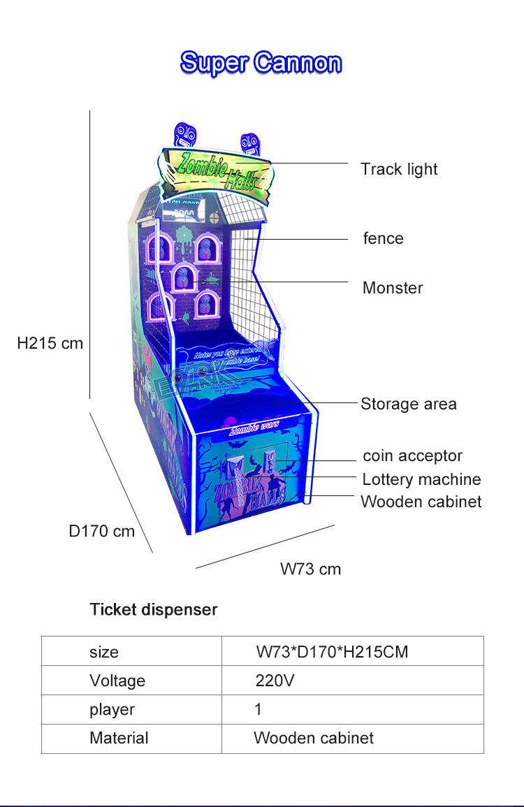 Simulator Lottery Kids Arcade Throwing Balls Coin Operated Ticket Redemption Game Machine manufacture