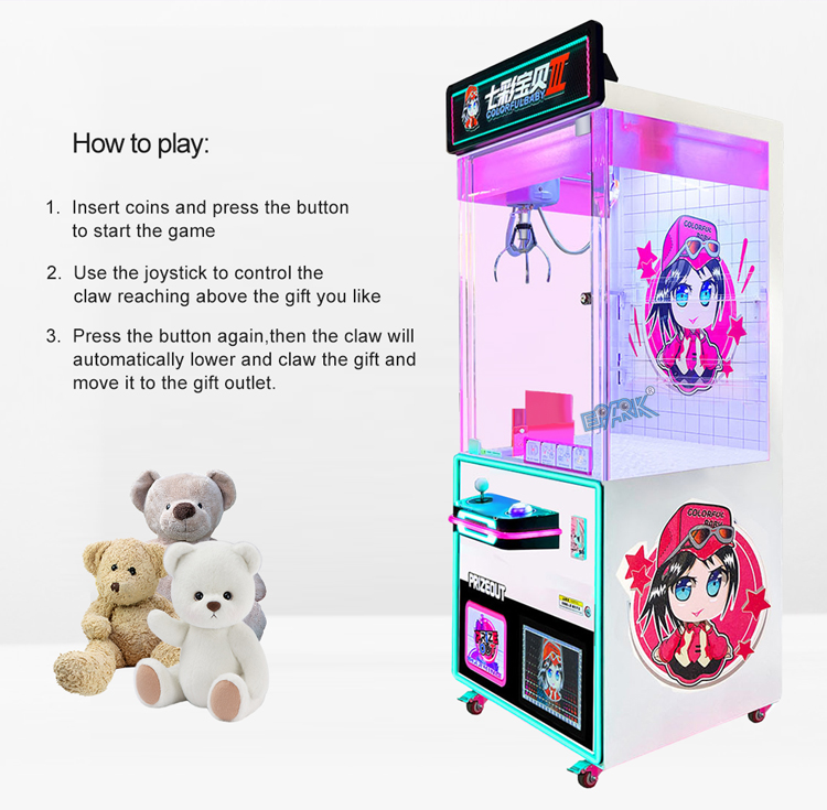 Coin Operated Arcade Doll Machine Claw Crane Grabber Prize Vending Out Toy Gift Game Machine factory