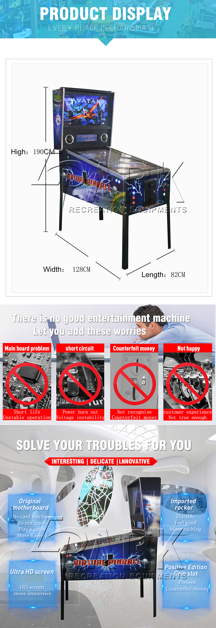 Arcade Pinball Game Indoor Playground Coin Operated Pinball Game Machine details
