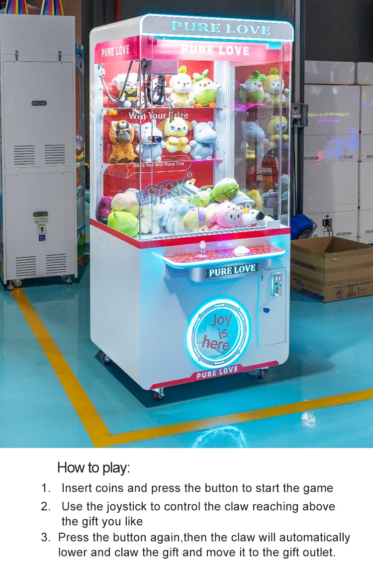 Coin Operated Pink Crane Catch Stuffed Toys Machine Toy Claw Crane Game Machine supplier