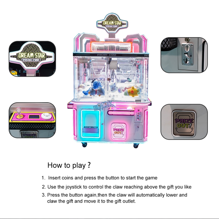 Factory Plush Doll Crane 4 Players Toy Machine Playground Game Center Coin Operated Arcade Crane Claw Machine For Sale factory