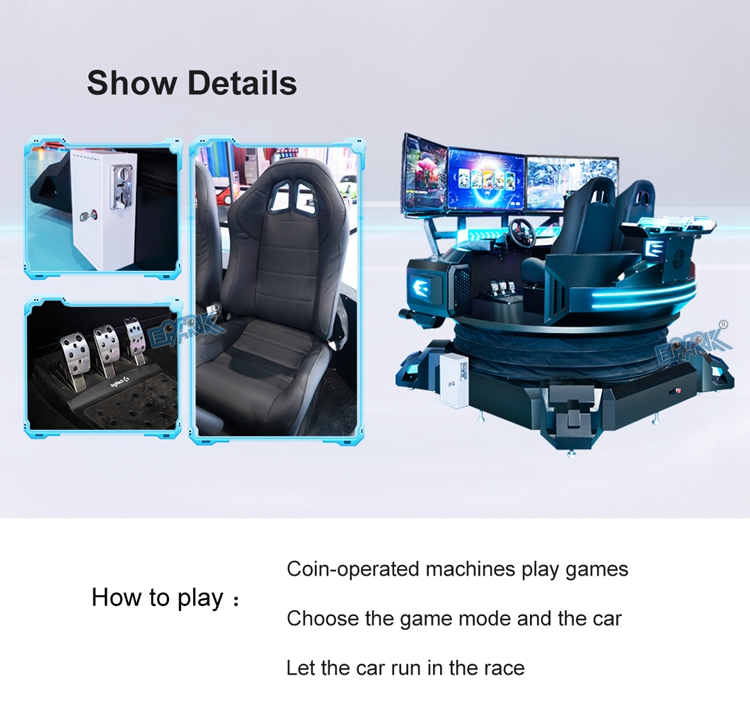 2 Players Amusement Products Game Machine 3 Screen 3 Dof Motion Chair Simulator VR Racing details