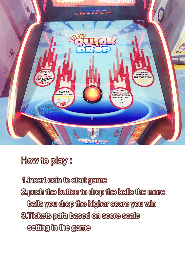 Ticket Game Machine Quick Drop Games Coin Operated Game Machine factory