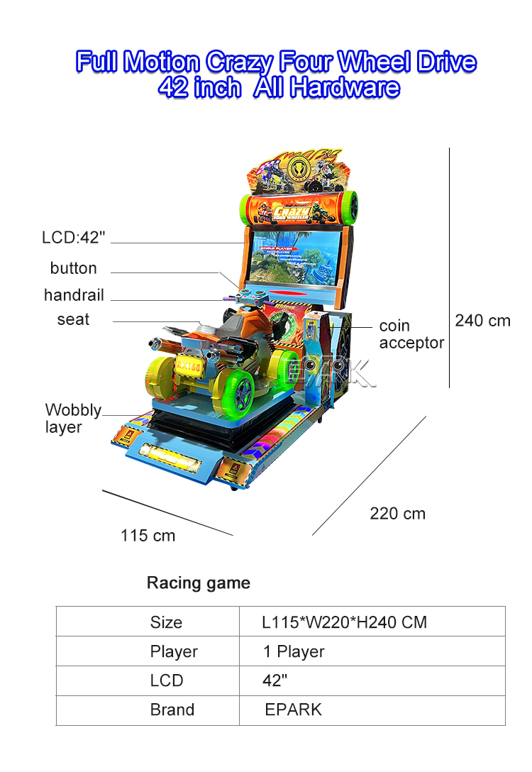 New design Simulator Arcade Crazy Four Wheel Car Racing Game Machine Video Driving Car Machine manufacture