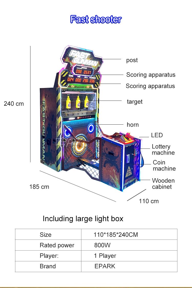 Fast Gunman Shooting Arcade Game Indoor Amusement Coin Operated Shoot Gun Shooting Games Machine for Kids manufacture