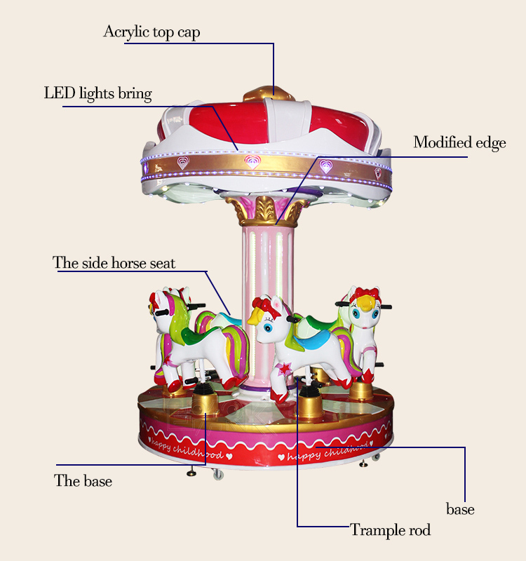 New Design Coin Operated Game Kids Fairground Carrusel Merry Go Round Carousels Merry Go Round For Sale factory