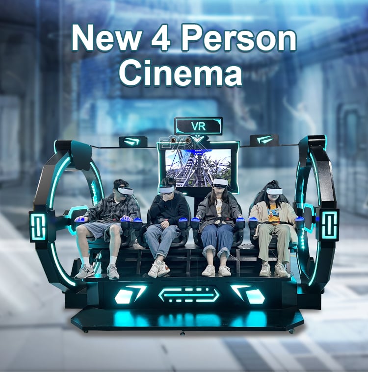 Realistic Virtual Reality 4 Players Black 9D VR Cinema Simulator factory