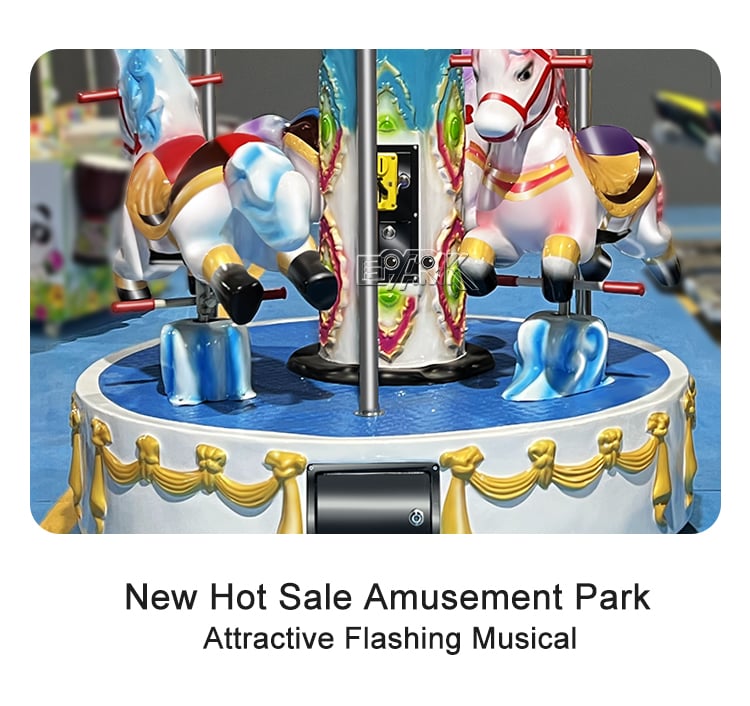 Coin Operated Carousel 3 People Horse Carousel Vintage Kiddie Ride Game Machine supplier