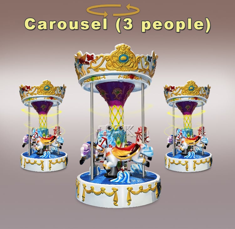 Coin Operated Carousel 3 People Horse Carousel Vintage Kiddie Ride Game Machine supplier
