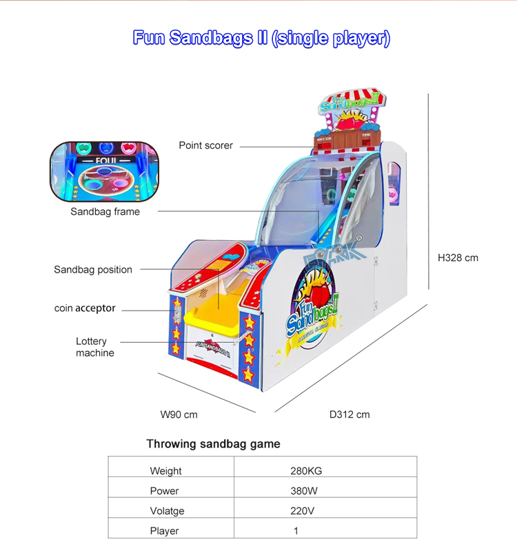 Fun Sandbags Coin Operated Games Lottery Tickets Redemption Games Machine supplier
