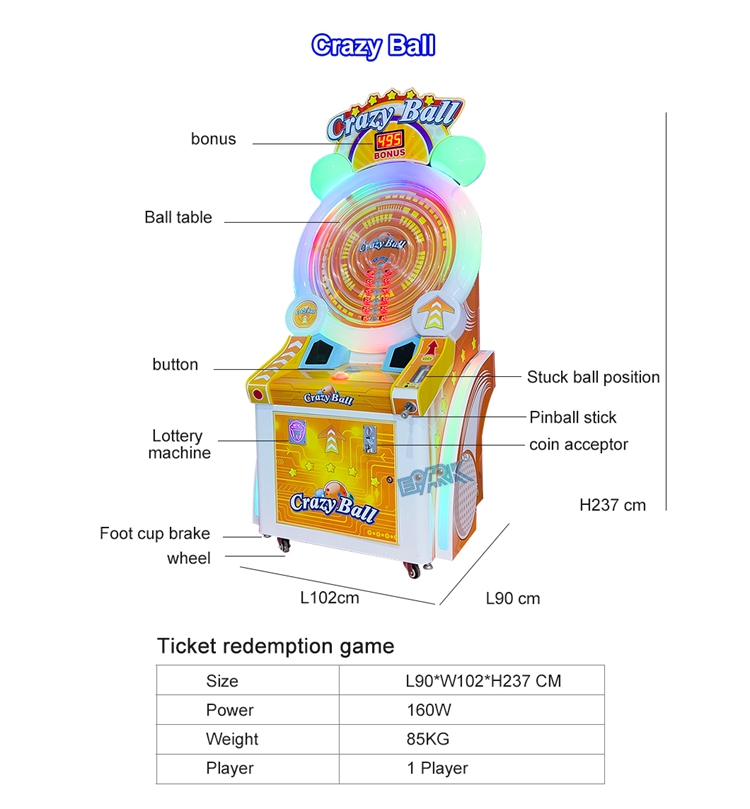 Coin Operated Crazy Ball Pinball Game Electronic New Arcade Game Pinball Machine details