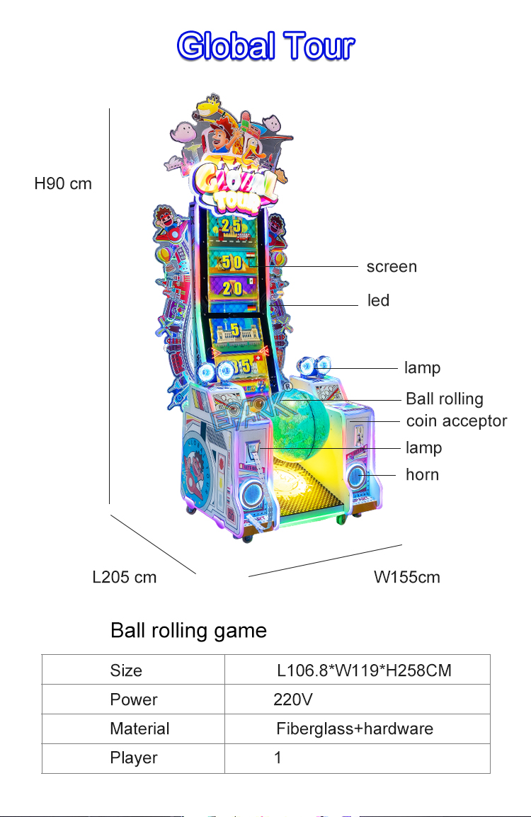 Indoor Sport Amusement Coin Operated Arcade Rolling Ball Lottery Redemption Game Machines factory