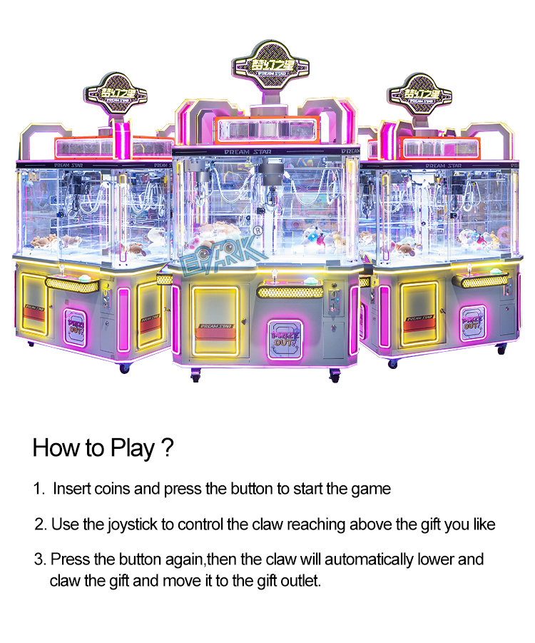 Coin Operated Arcade Toy 4 Player Claw Crane Machine Plush Toy Catcher Mini Prize Vending Machine manufacture