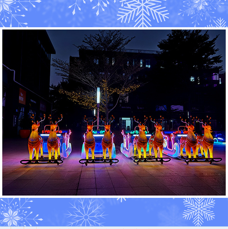 Amusement ElectricCartoon Design Santa Claus's Reindeer Festival Decoration Amusement Sleigh RideCar Bumpers Car Price Electric Christmas Bumper Cars For Kids factory