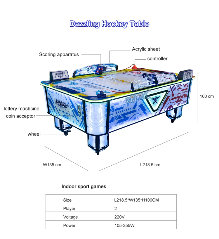 Commercial Amusement Park Interactive Dazzling Hockey Table Two Players Luxury Coin Operated Air Hockey Machine factory