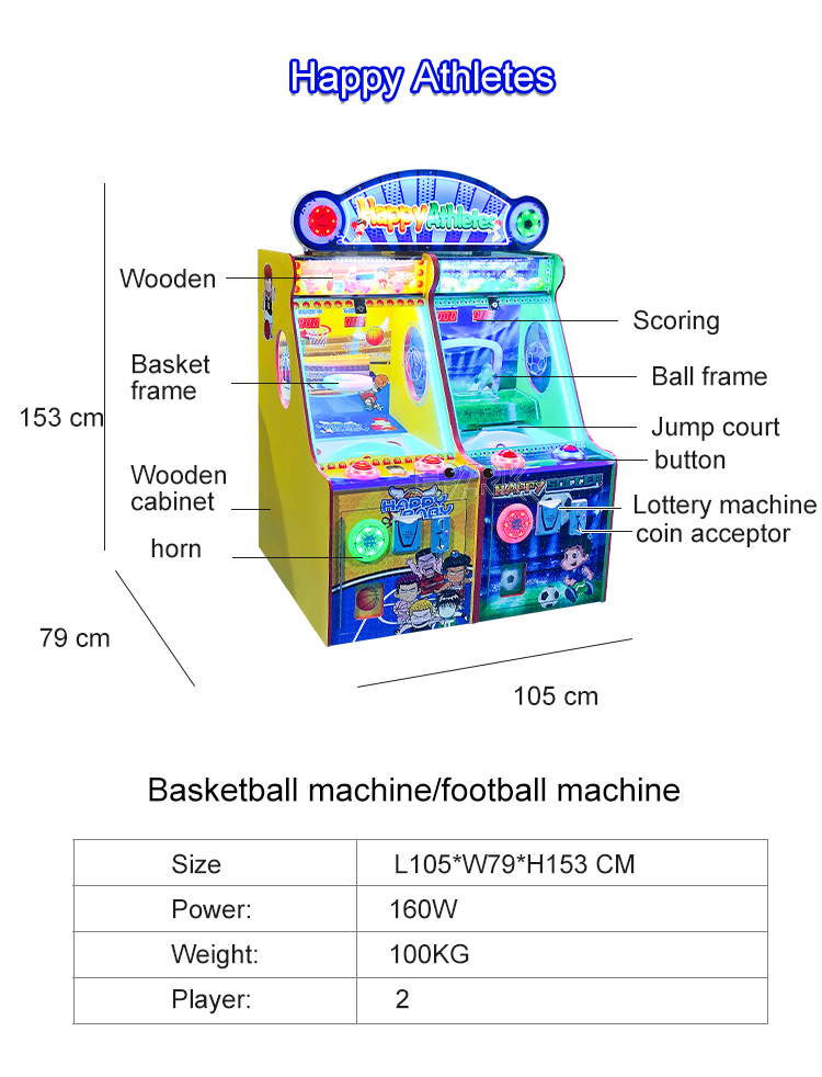 Funny Happy Athletes Kids Coin Operated Ticket Game Machine Popular Soccer Game Machine details