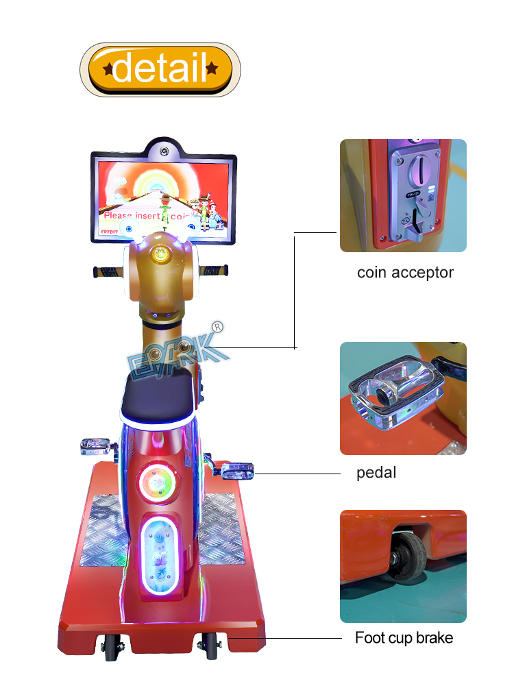 Kids Bicycle Amusement Kiddie Ride Speed Bike Coin Operated Indoor Arcade Video Kids Game Machine details