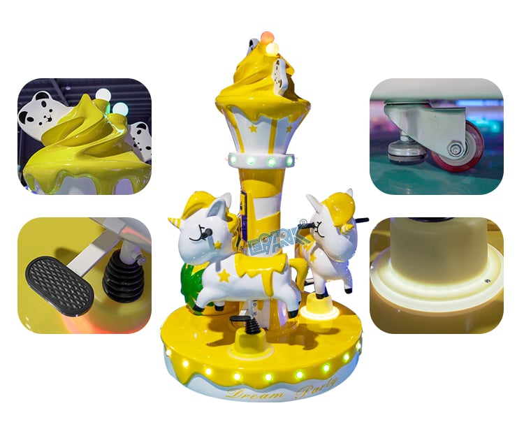 Coin Operated Three People Ice-Cream Carousel Horse Carousel Kiddie Ride Game Machine details