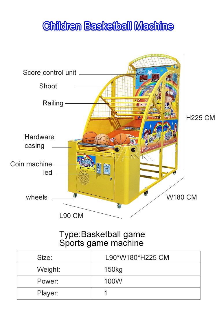 Coin Operated Game Machine Amusement Park Children Arcade Basketball Game Machine For Sale factory