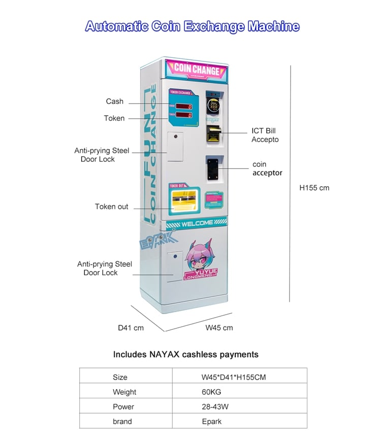 Coin Changer Machine Wholesale Automatic Bill Exchange Arcade Game Token Coin Change Machine factory