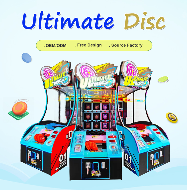 Arcade Coin Operated Machine Throw Flying Disk Kids Redemption Ticket Game Machine details