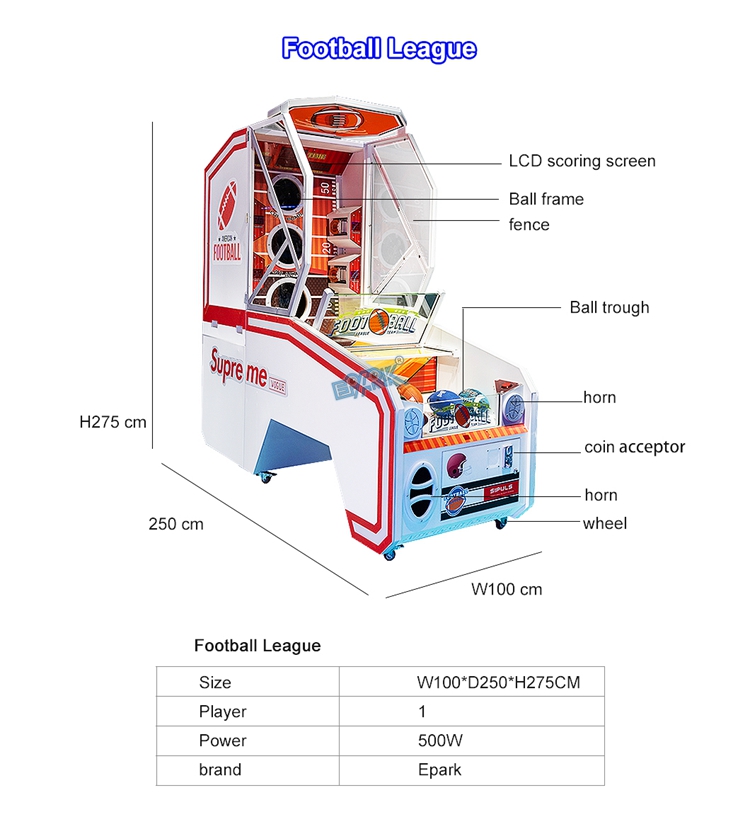 Coin Football Stars Skill Redemption Arcade Game Machine Coin-Op Ball Throw Shooting Room Sports Arcade factory