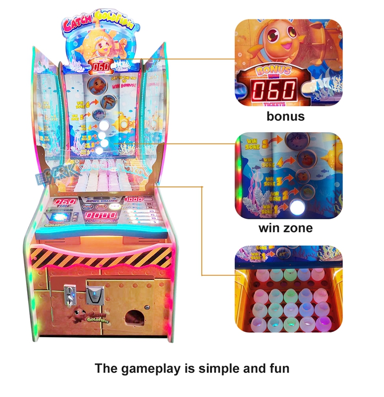 Coin Operated Arcade Catch Gold Fish Hunting Ball Redemption Ticket Lottery Game Machine manufacture