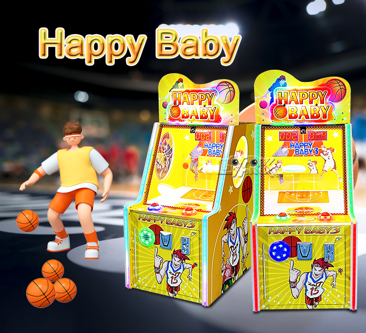 Coin Pusher Gaming Machine Happy Baby 3 Arcade Basketball Game Machine manufacture