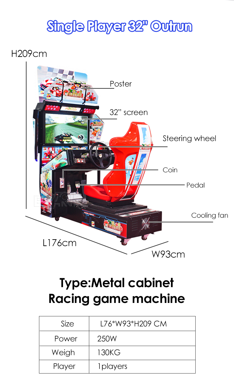 Luxury 32 Hd Outrun Arcade Game Machine Fantastic Racing Game Arcade Games Simulator manufacture