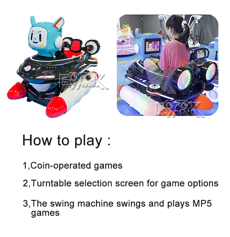 Amusement Park Coin Operated Kids Video Game Machine Plastic Swing Machine Kiddie Ride For Sale manufacture