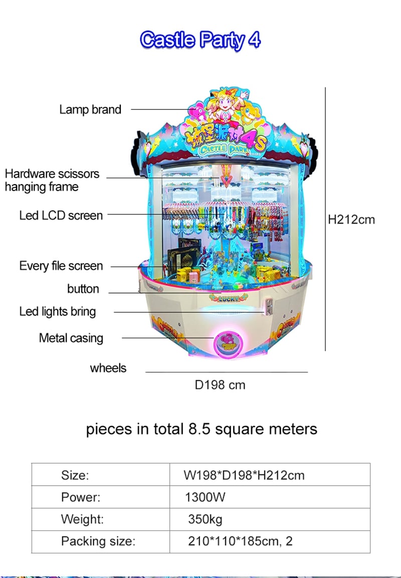 Coin Operated Gift Games Machine Castle Party Clip Sticker Card Skill Claw Crane Machine manufacture
