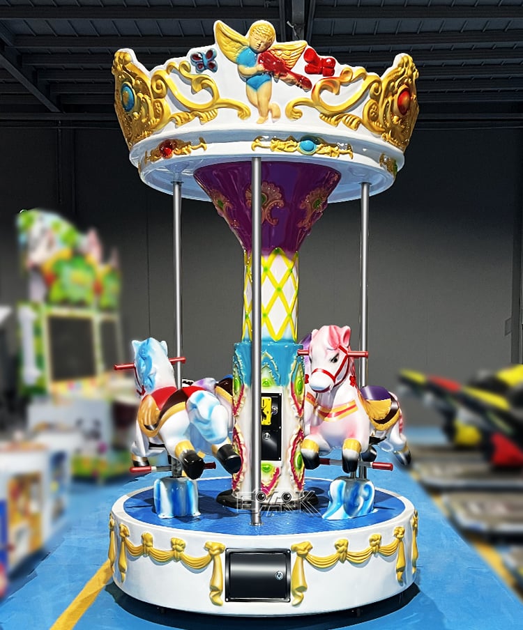 Coin Operated Carousel 3 People Horse Carousel Vintage Kiddie Ride Game Machine details