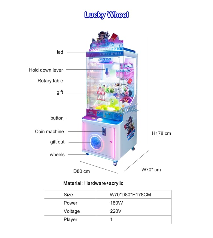 Coin Operated Gift Games Machine Lucky Wheel Clip Sticker Card Skill Claw Machine factory