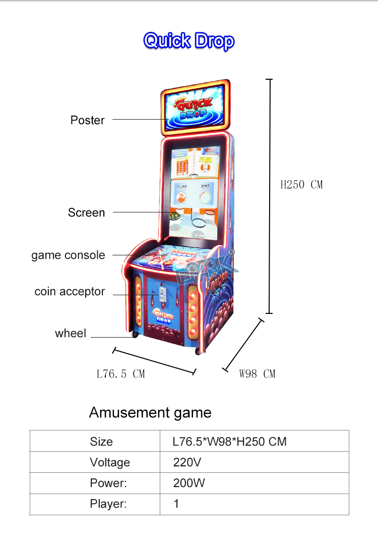 Ticket Game Machine Quick Drop Games Coin Operated Game Machine details